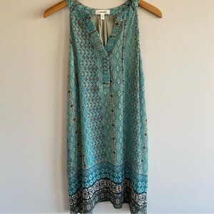 Meraki Lightweight Sleeveless Dress Teal Patterned Size Large